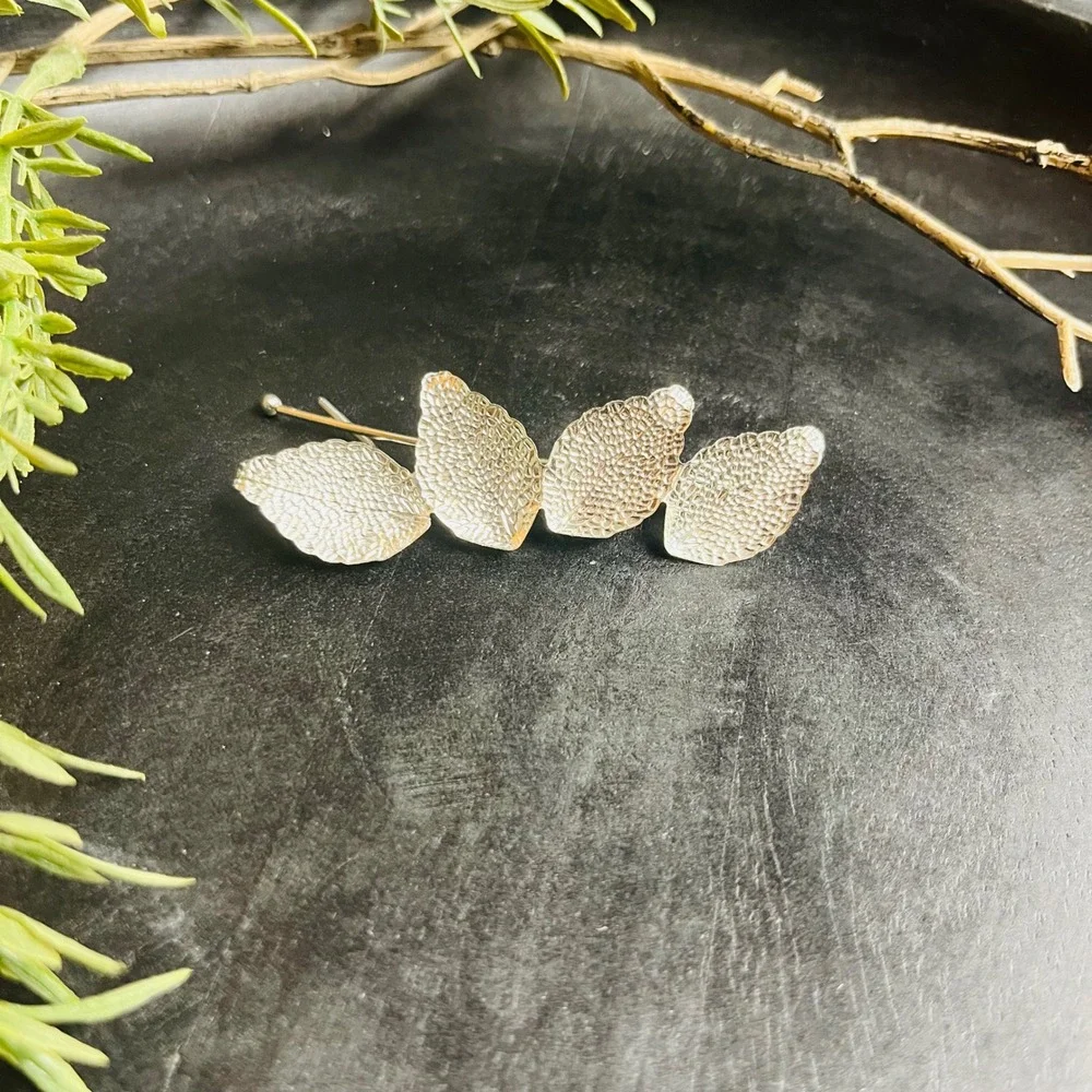 Aspen Leaf Hair Pin | Silver Toned Botanical | Forest Fae Earth Witch Boho Fairy
